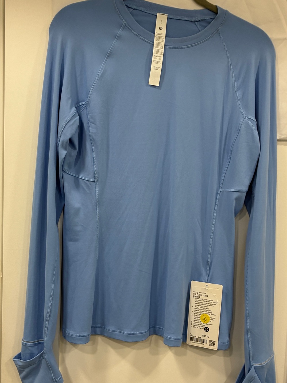 Lululemon It’s Rulu Long Sleeve Top Blue Size Large NWT